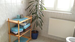 Condo | Bathroom | Shower, hair dryer - Ferienwohnung Steinwald Ausläufer (Waldershof)