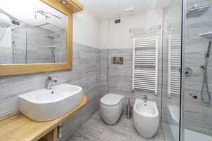 Free toiletries, hair dryer, bidet, towels
