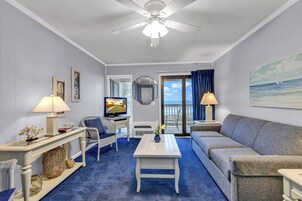 Exclusive Condo, 2 Bedrooms, Balcony, Ocean View | Living room | 54-cm flat-screen TV with cable channels, TV