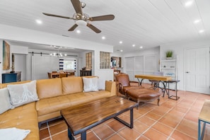 Smart TV, books, music library, stereo