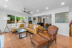 Smart TV, books, music library, stereo