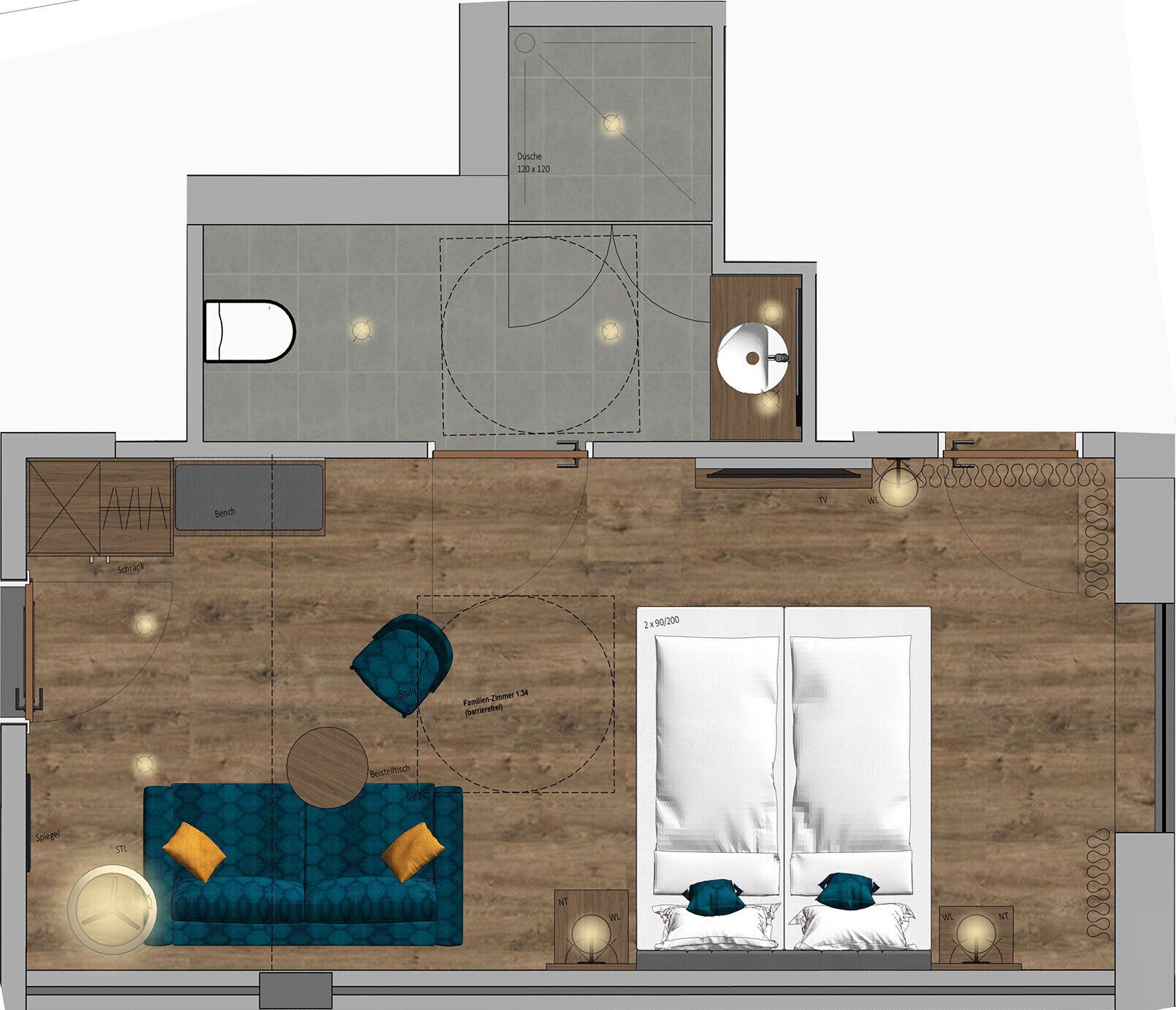 family room, accessible | floor plan