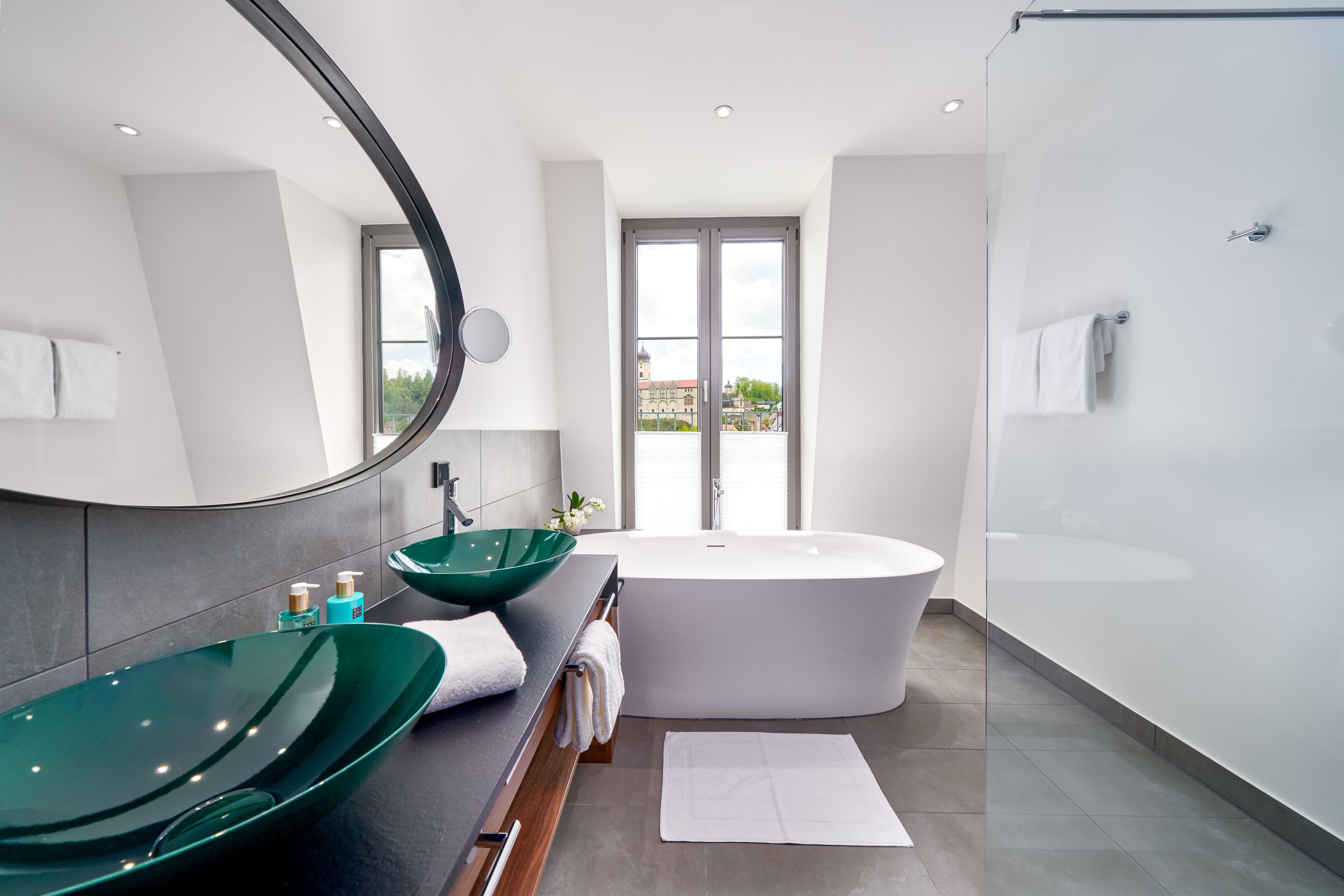 master suite | bathroom | shower, rainfall showerhead, free toiletries, hair dryer
