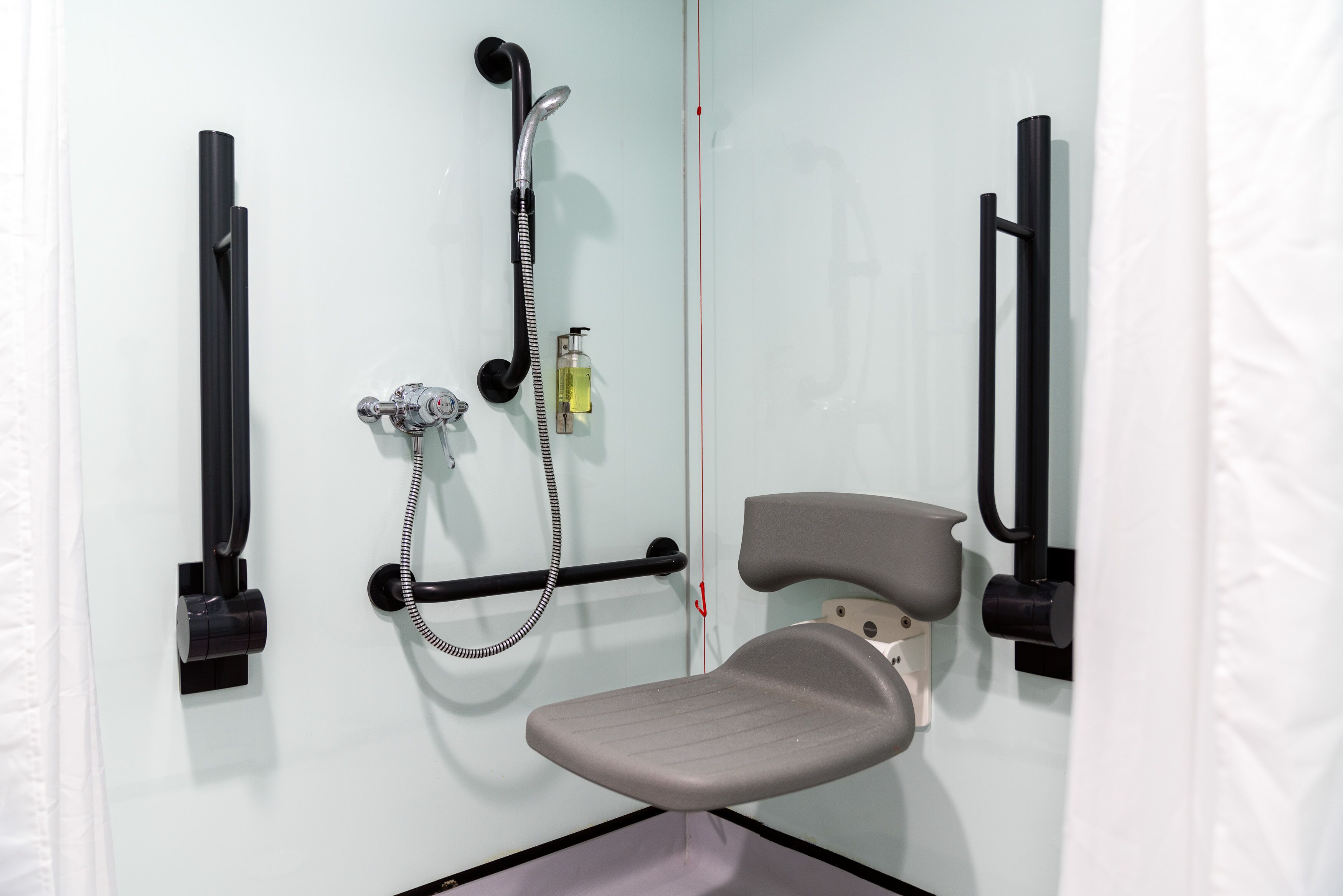 accessible double with window | bathroom | shower, rainfall showerhead, free toiletries