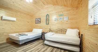 1bd rm, 1 bth, hotel style cabin w/ Mini fridge, micro, & tv, at Kick Back Ranch