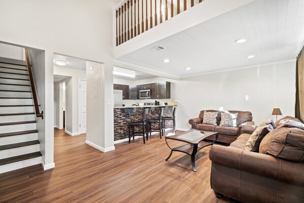 House, 1 Queen Bed with Sofa bed (5218 Beach Dr A) | Living area | TV - 5218 Beach Dr A (Panama City Beach)