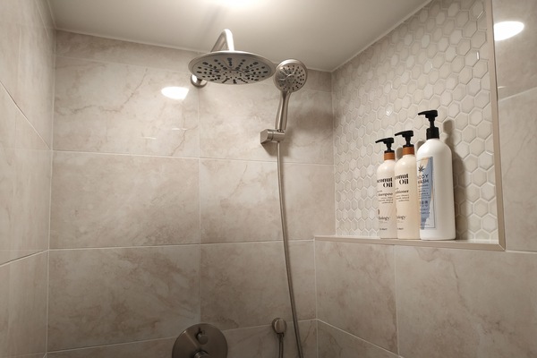 Secadora de cabello, toallas, jabón, shampoo