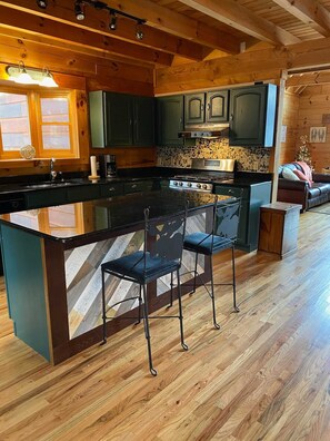 Fridge, microwave, oven, stovetop - Mile High Cabin w Views, Steam Shower, Fireplaces, Pool Table, 1 Mile to Bike (Beech Mountain)