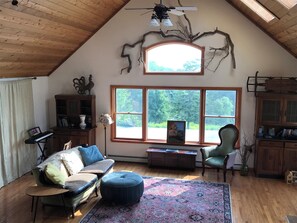 Fireplace, books