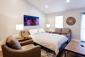 2 bedrooms, in-room safe, iron/ironing board, travel cot