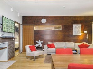 TV, fireplace