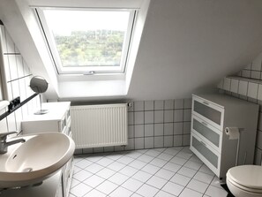 Apartment | Bathroom | Shower, hair dryer, towels - Ferienwohnung Regine Settelmeier (Röttingen)