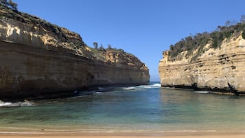 Beach nearby, sun loungers
