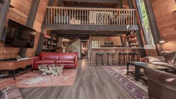 TV, fireplace, printers