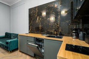 公寓, 1 间卧室, 厨房 | 私人厨房 | 烤箱、洗碗机、茶具/咖啡用具、电热水壶