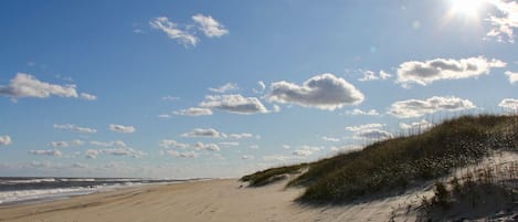 Beach nearby, sun-loungers