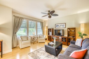 TV, DVD player, books