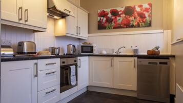 Fridge, microwave, oven, dishwasher