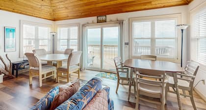 Oceanfront dog-friendly home close to sand with views & private hot tub