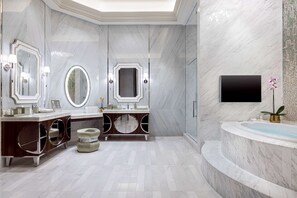 Rainfall showerhead, designer toiletries, hair dryer, bathrobes - Crockfords Las Vegas, LXR Hotels & Resorts at Resorts World (Las Vegas)