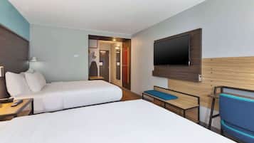 Desk, laptop workspace, free WiFi, bed sheets