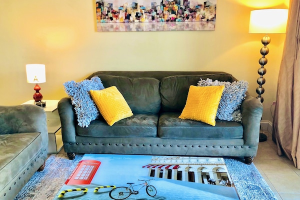 Modern decor living room with a queen size sleeper sofa