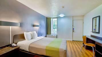 Desk, laptop workspace, WiFi (free), bed sheets