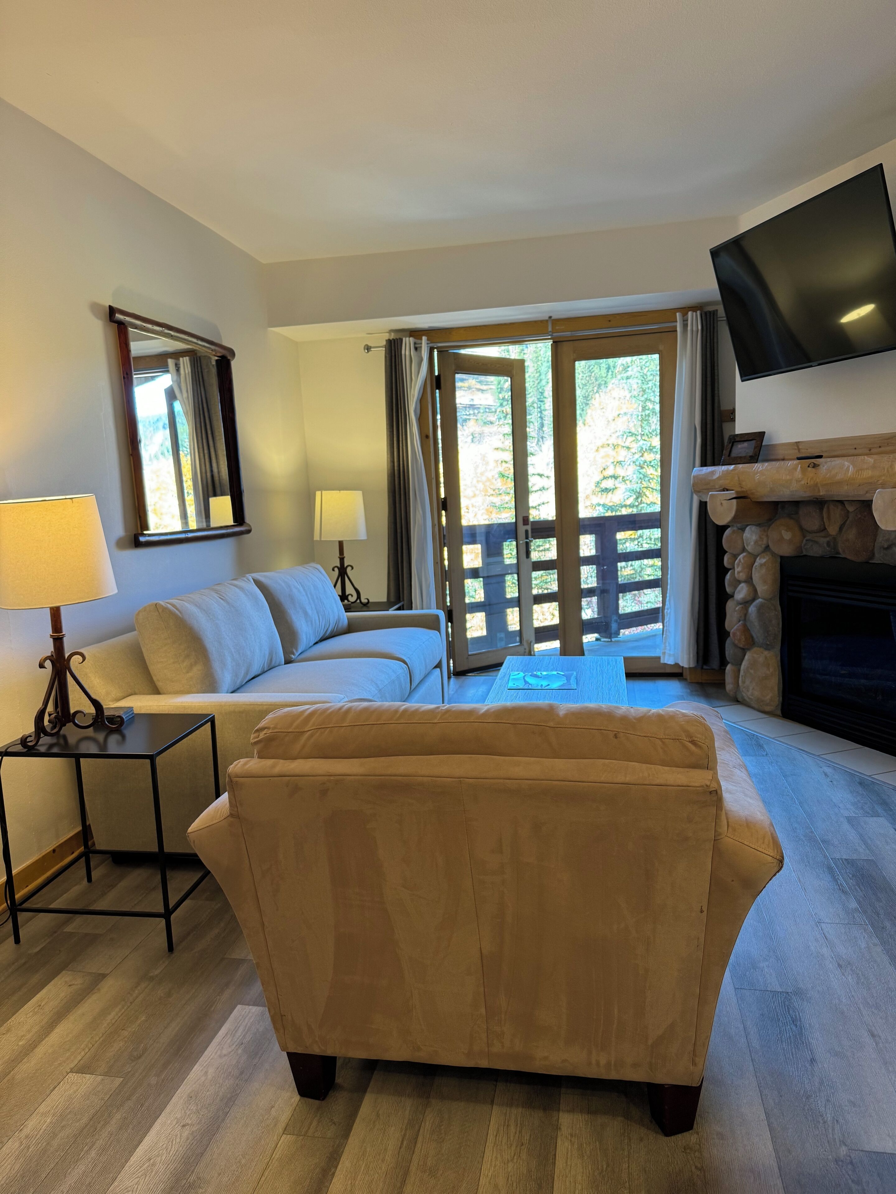 Tv, eldstad och dvd-spelare