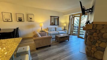 Fernseher, Kamin, DVD-Player