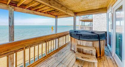 Waterfront home with great Sound views, private hot tub, W/D, pool, AC