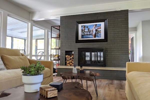 Fireplace access in the living room.