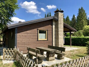 Balcony - Wooden Bungalow with Oven in Oberharz near Lake (Clausthal-Zellerfeld)