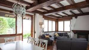TV, fireplace - Detached Villa With Pool Within a Farm Ground, in Quiet Hillside (Santa Maria della Versa)