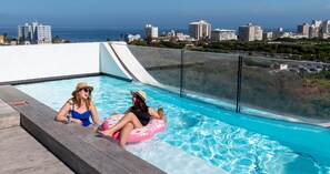 Outdoor pool, pool loungers