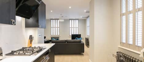 Standard One Bedroom Apartment | Private kitchen | Oven, dishwasher, electric kettle, cookware/dishes/utensils