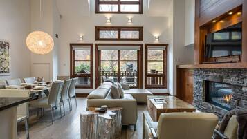 TV connectée, cheminée, chaßne hi-fi, espaces bureaux