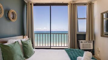 1 bedroom, desk, iron/ironing board, travel cot