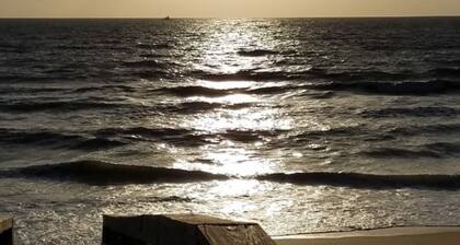 1 block from the beach . Ocean view cozy beach house . Backyard with fire pit .