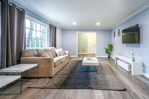 TV, fireplace