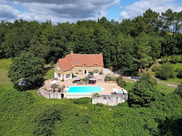 Aerial view of the property.