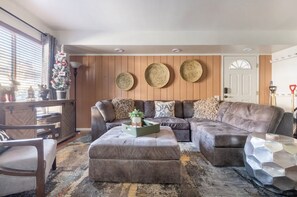 テレビ、暖炉、卓球台、書庫