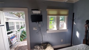 1 bedroom, desk, iron/ironing board, travel cot