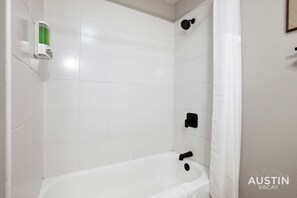 Eco-friendly toiletries, hair dryer, towels, soap