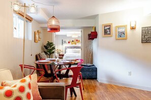 1 bedroom, desk, iron/ironing board, travel cot