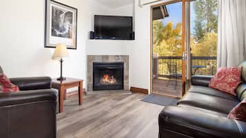 Televisión y chimenea