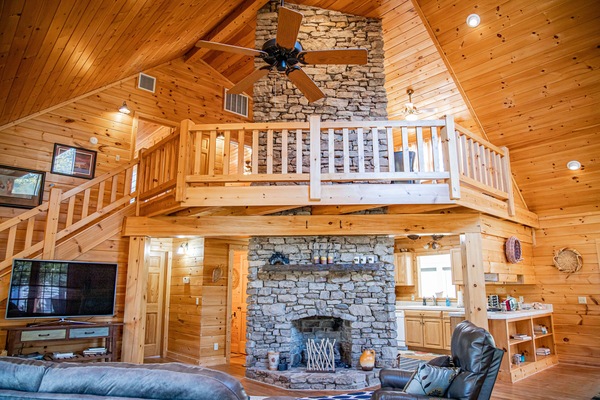 Smart TV, chimenea y libros