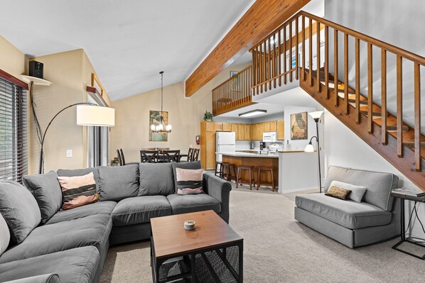 TV, fireplace, video games, DVD player