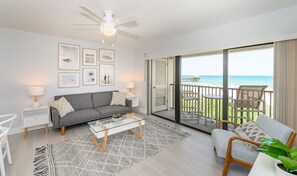 TV - Direct Beach Views Throughout Oceanfront Paradise Corner Unit with Heated Pool (Cocoa Beach)
