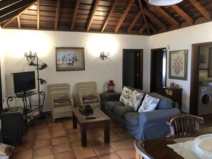 Una televisión, una chimenea, un reproductor de DVD