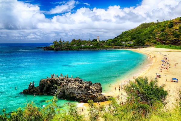 Sun-loungers, beach towels